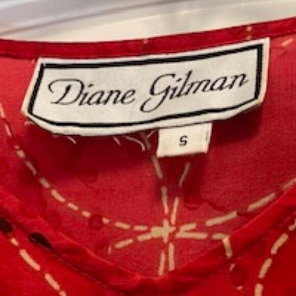 Choice: DIANE GILMAN 100% SILK l/s TUNIC Tops* RED GOLD or OLIVE Green GOLD ~ S - Picture 13 of 14